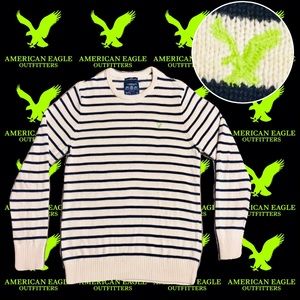AMERICAN EAGLE Mens Large Cream/Black Knit Sweater